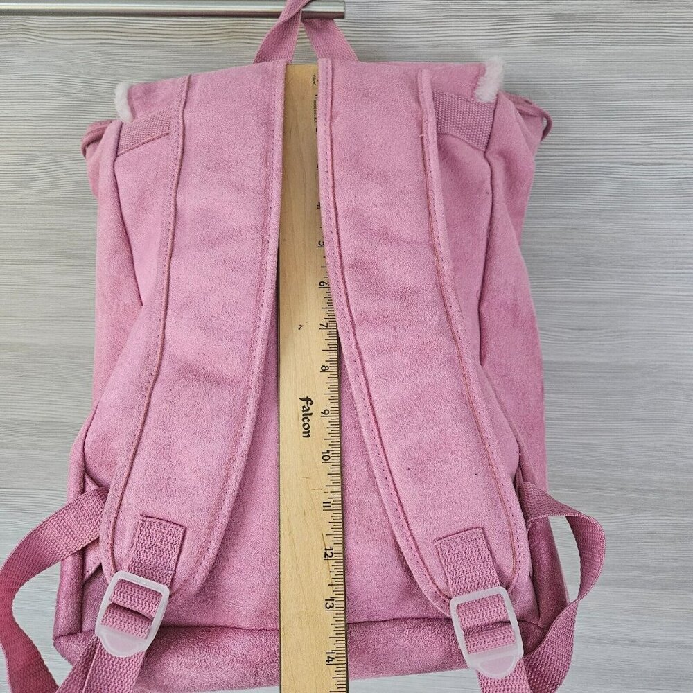 Supergirl Pink Faux Suede Backpack W/ Rhinestone Logo Furry Trim Bling Superhero - Picture 7 of 16